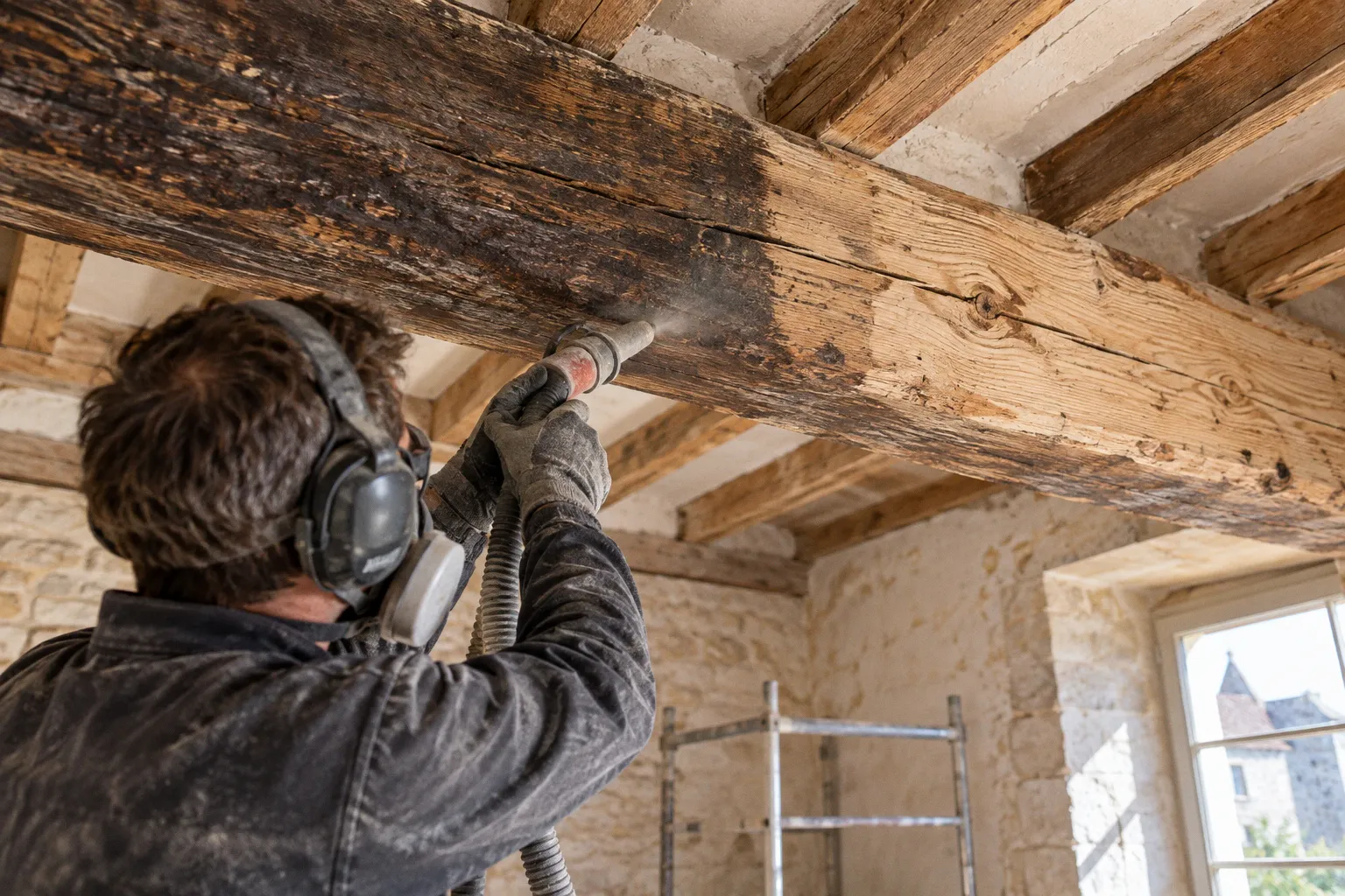 Poutres apparentes : sablage ou gommage pour votre rénovation